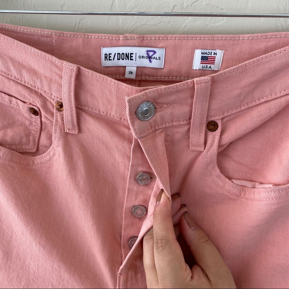 Re/Done Originals High Rise Coral Pink Skinny Jean - Picture 4 of 7